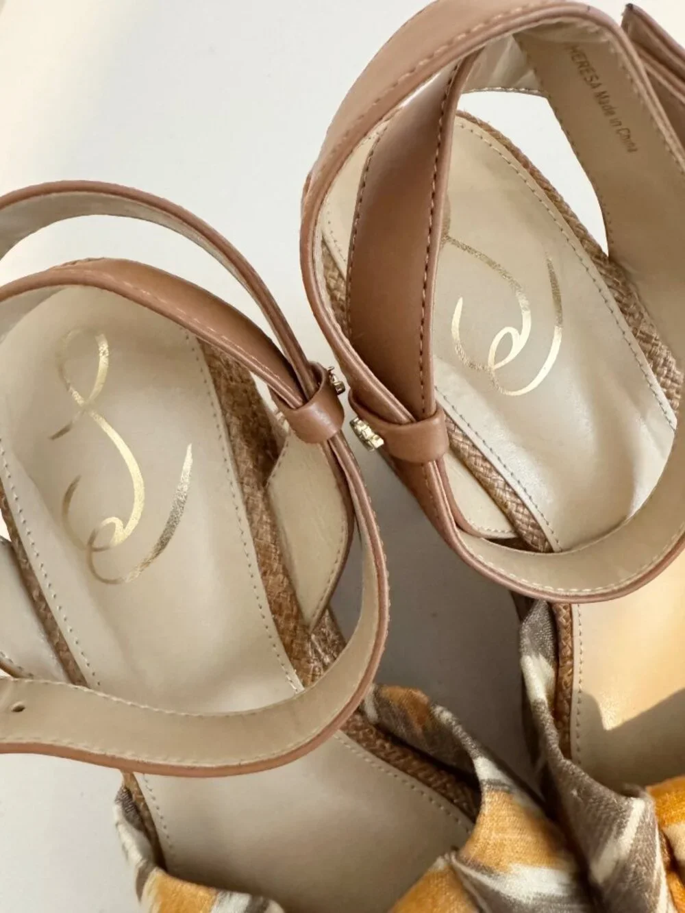 Sam Edelman Theresa Sandals Size 8 Gray Linen Multi‎ Strap Platform Vacation